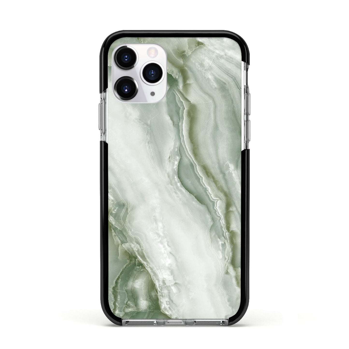 Pistachio Green Marble Apple iPhone 11 Pro in Silver with Black Impact Case