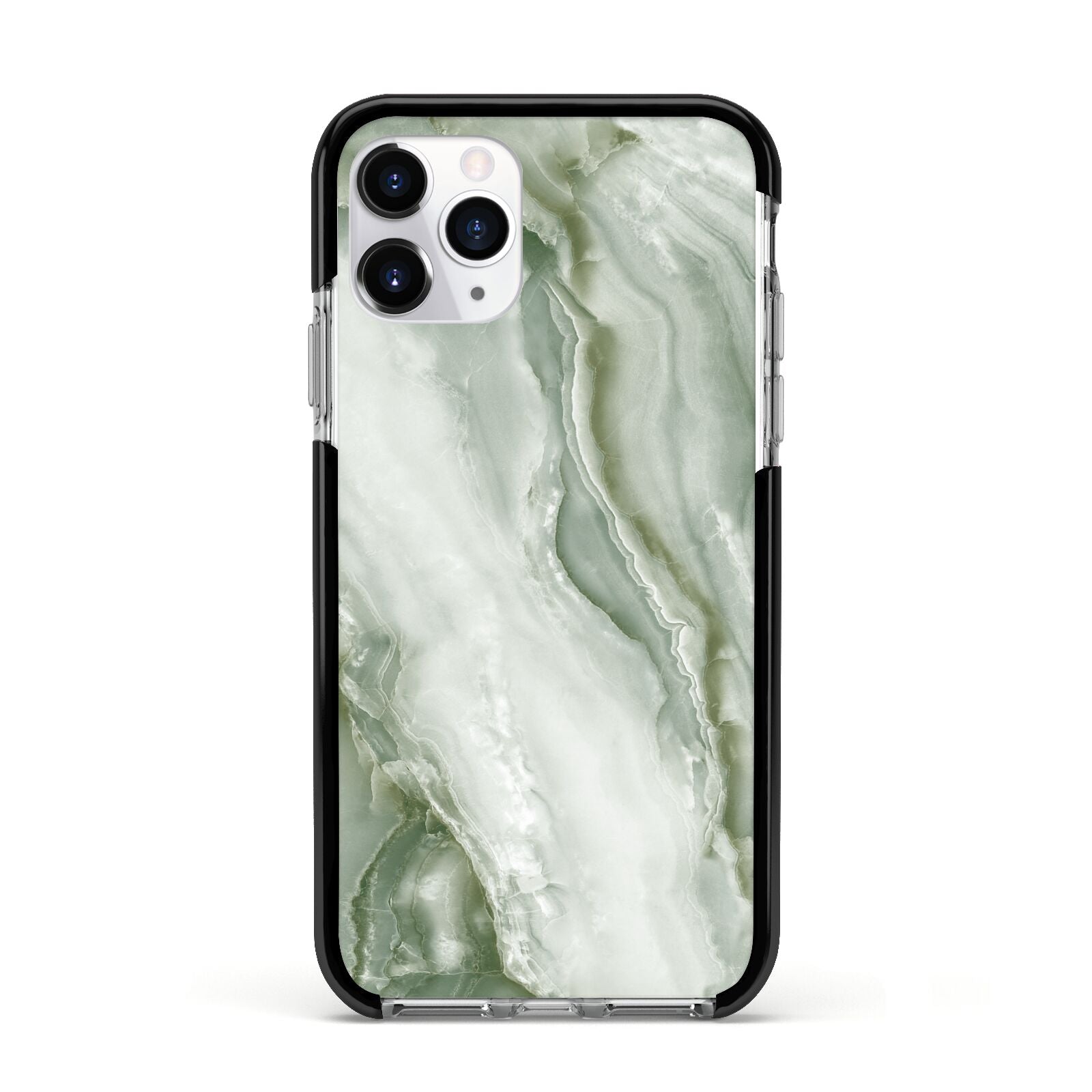 Pistachio Green Marble Apple iPhone 11 Pro in Silver with Black Impact Case