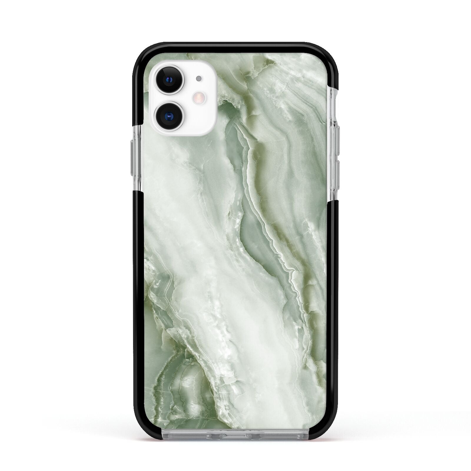 Pistachio Green Marble Apple iPhone 11 in White with Black Impact Case