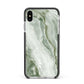 Pistachio Green Marble Apple iPhone Xs Max Impact Case Black Edge on Silver Phone