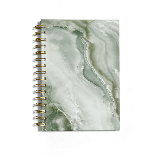Pistachio Green Marble Notebook with Gold Coil