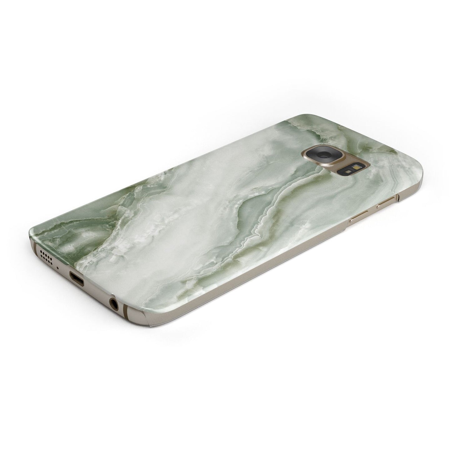 Pistachio Green Marble Protective Samsung Galaxy Case Angled Image