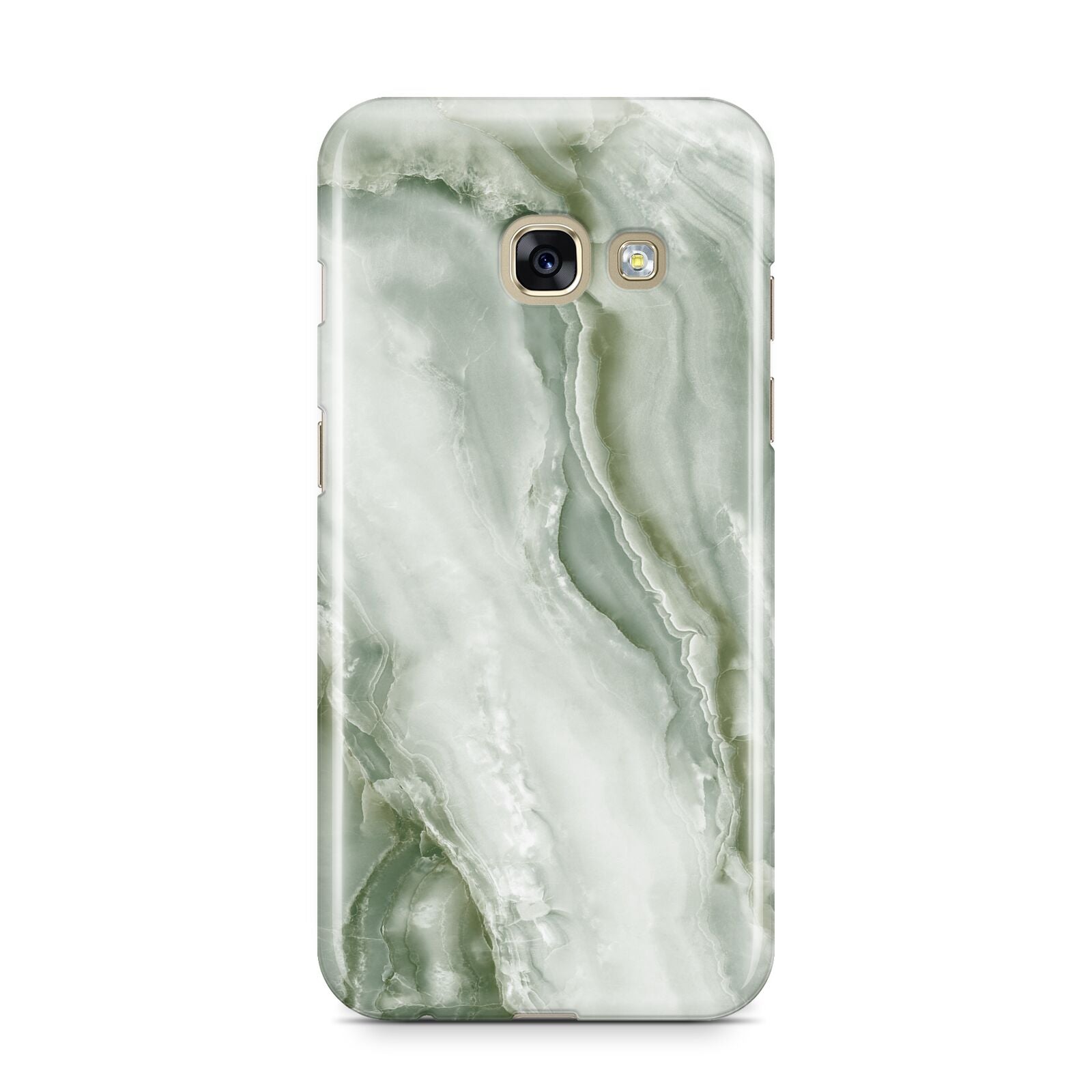 Pistachio Green Marble Samsung Galaxy A3 2017 Case on gold phone