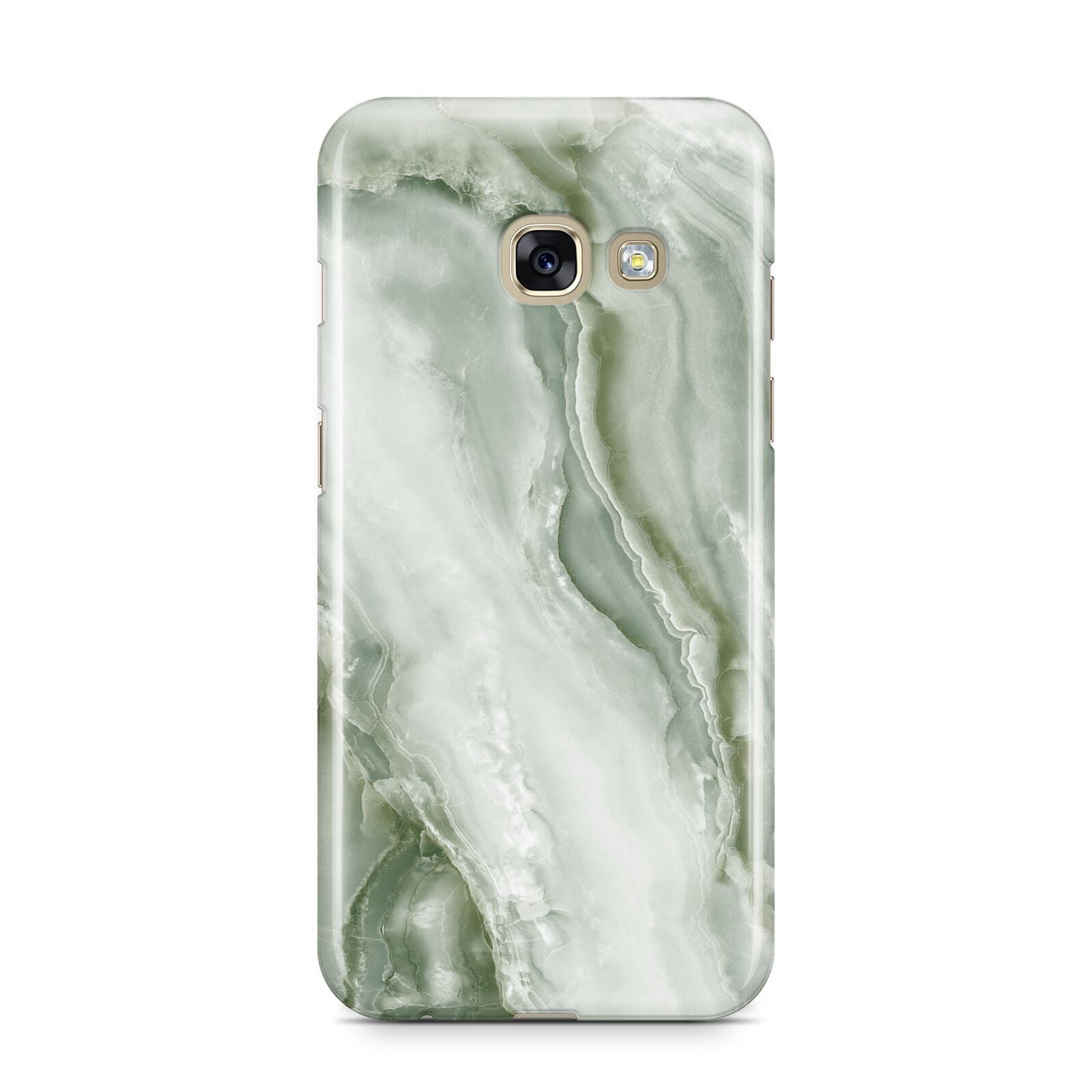 Pistachio Green Marble Samsung Galaxy A3 2017 Case on gold phone