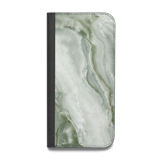 Pistachio Green Marble Vegan Leather Flip iPhone Case