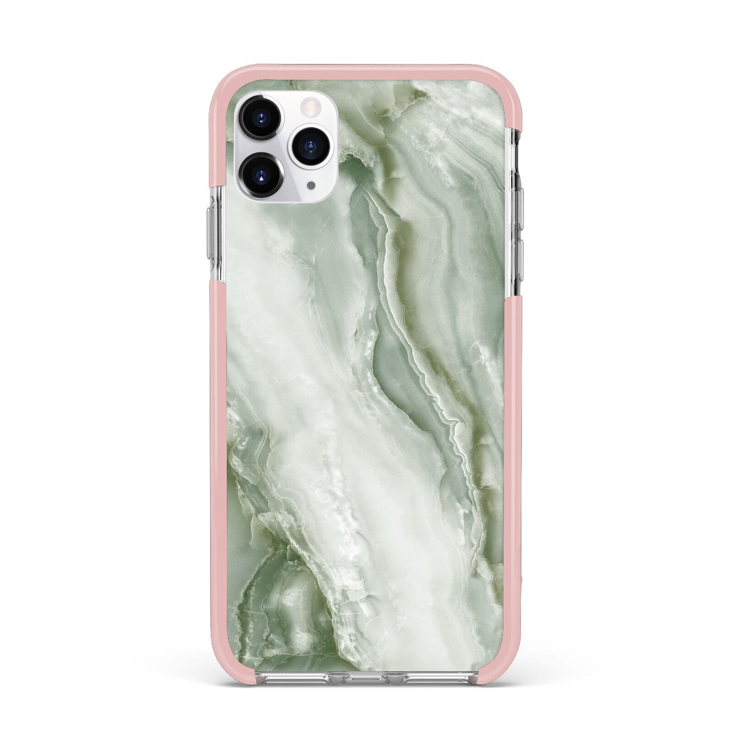 Pistachio Green Marble iPhone 11 Pro Max Impact Pink Edge Case