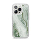 Pistachio Green Marble iPhone 14 Pro Clear Tough Case Silver