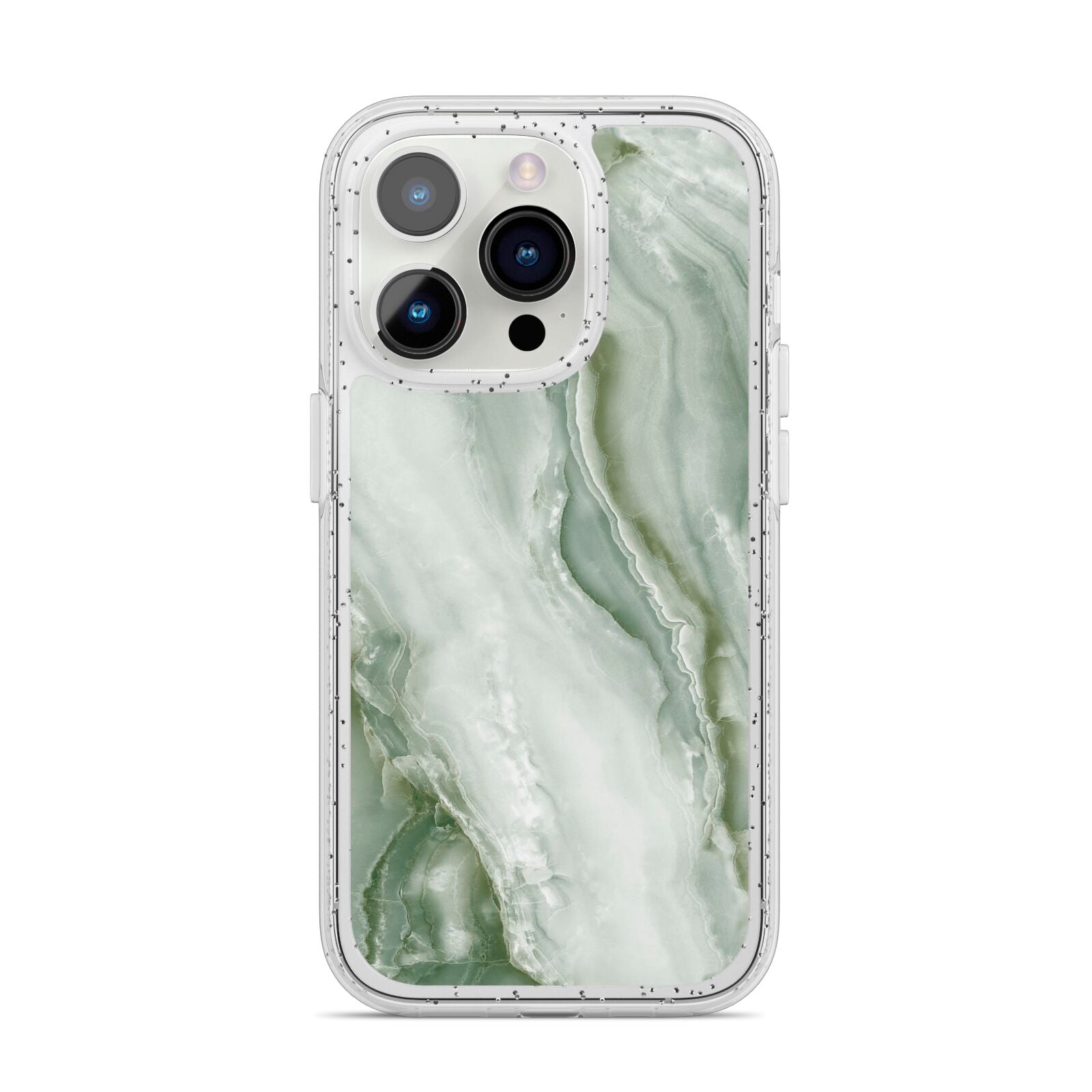 Pistachio Green Marble iPhone 14 Pro Glitter Tough Case Silver