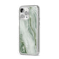Pistachio Green Marble iPhone 14 Pro Max Clear Tough Case Silver Angled Image