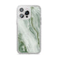 Pistachio Green Marble iPhone 14 Pro Max Clear Tough Case Silver