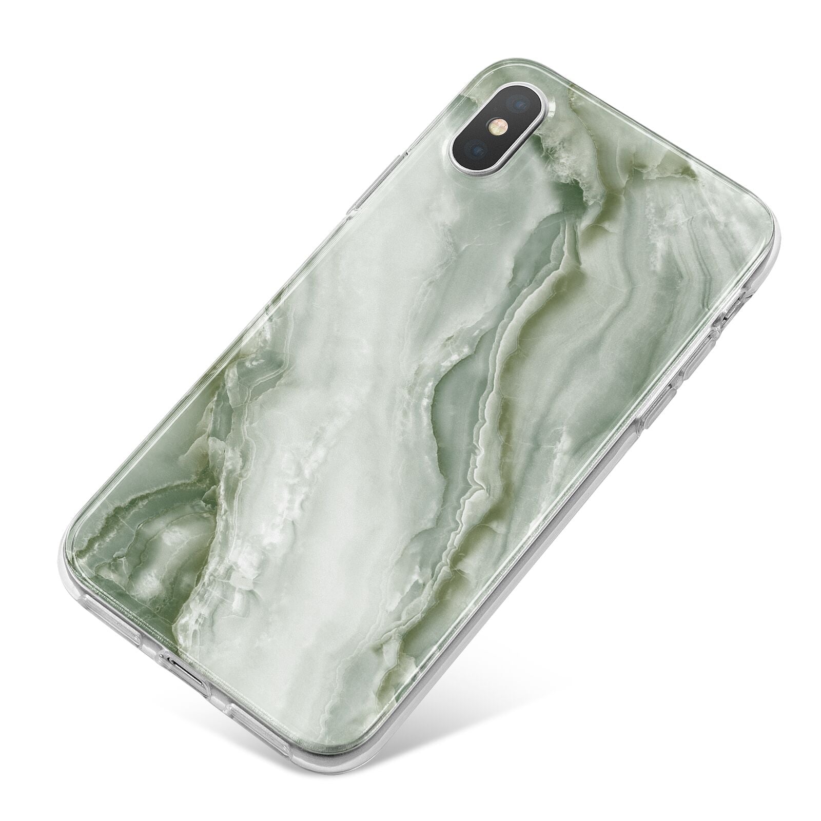 Pistachio Green Marble iPhone X Bumper Case on Silver iPhone
