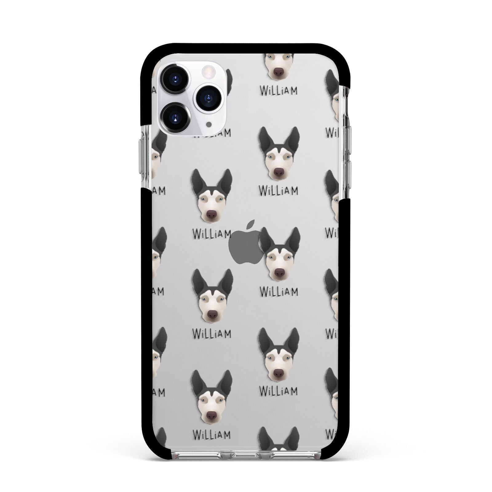 Pitsky Icon with Name Apple iPhone 11 Pro Max in Silver with Black Impact Case