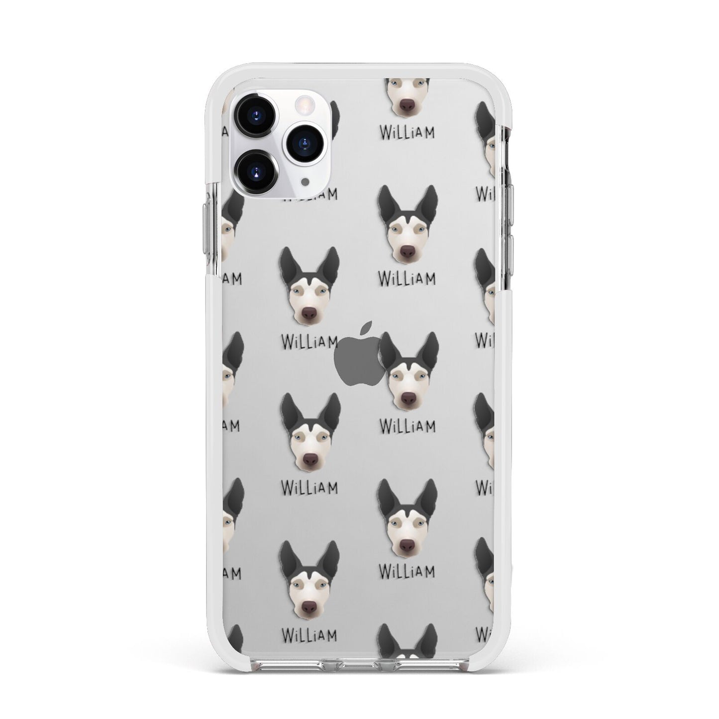 Pitsky Icon with Name Apple iPhone 11 Pro Max in Silver with White Impact Case