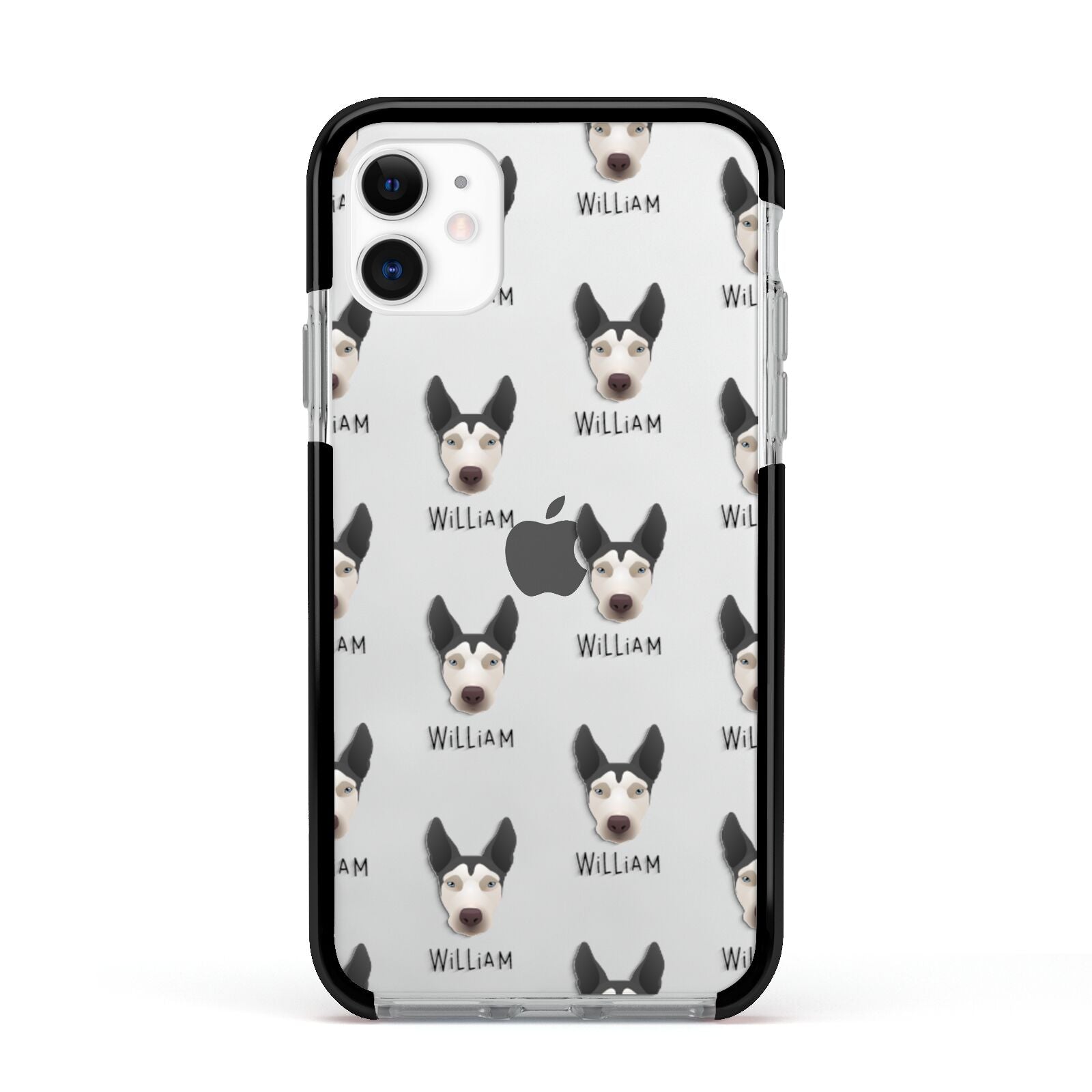 Pitsky Icon with Name Apple iPhone 11 in White with Black Impact Case