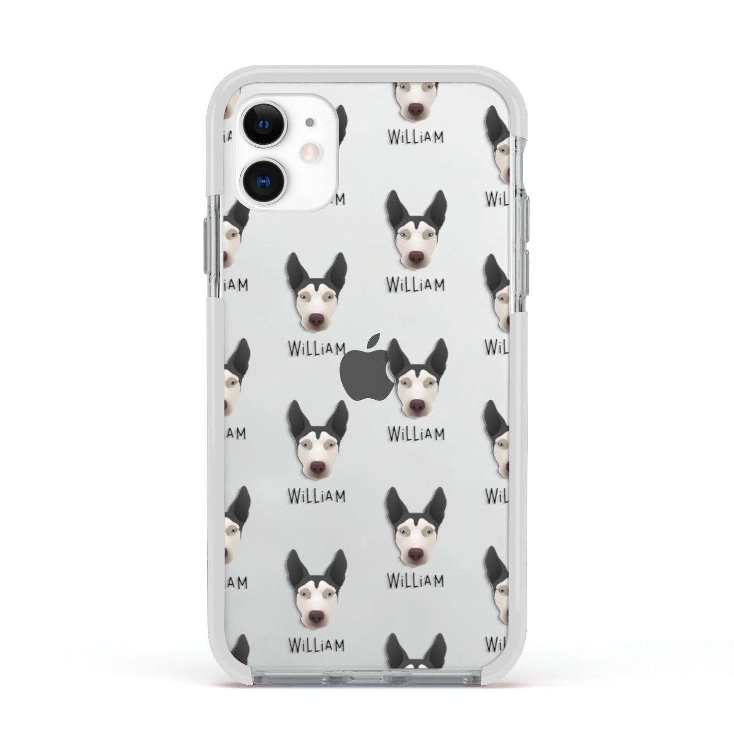 Pitsky Icon with Name Apple iPhone 11 in White with White Impact Case
