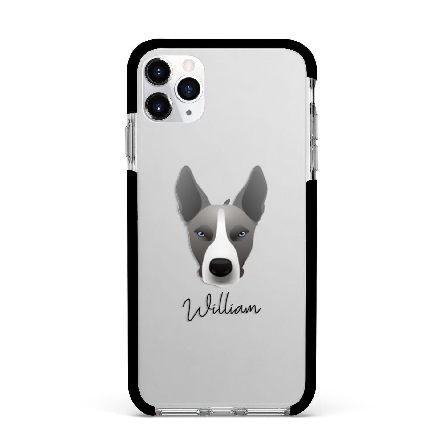 Pitsky Personalised Apple iPhone 11 Pro Max in Silver with Black Impact Case