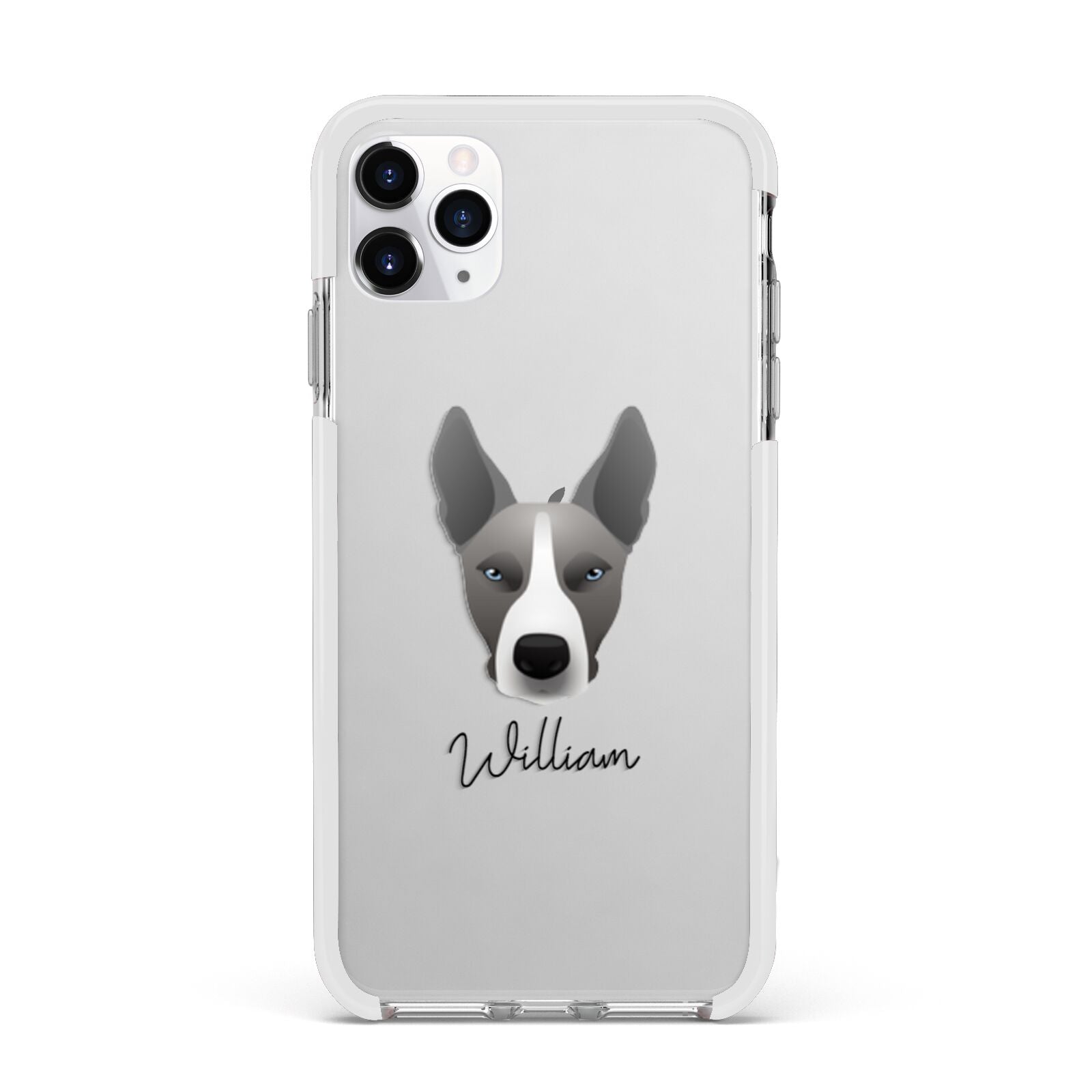 Pitsky Personalised Apple iPhone 11 Pro Max in Silver with White Impact Case