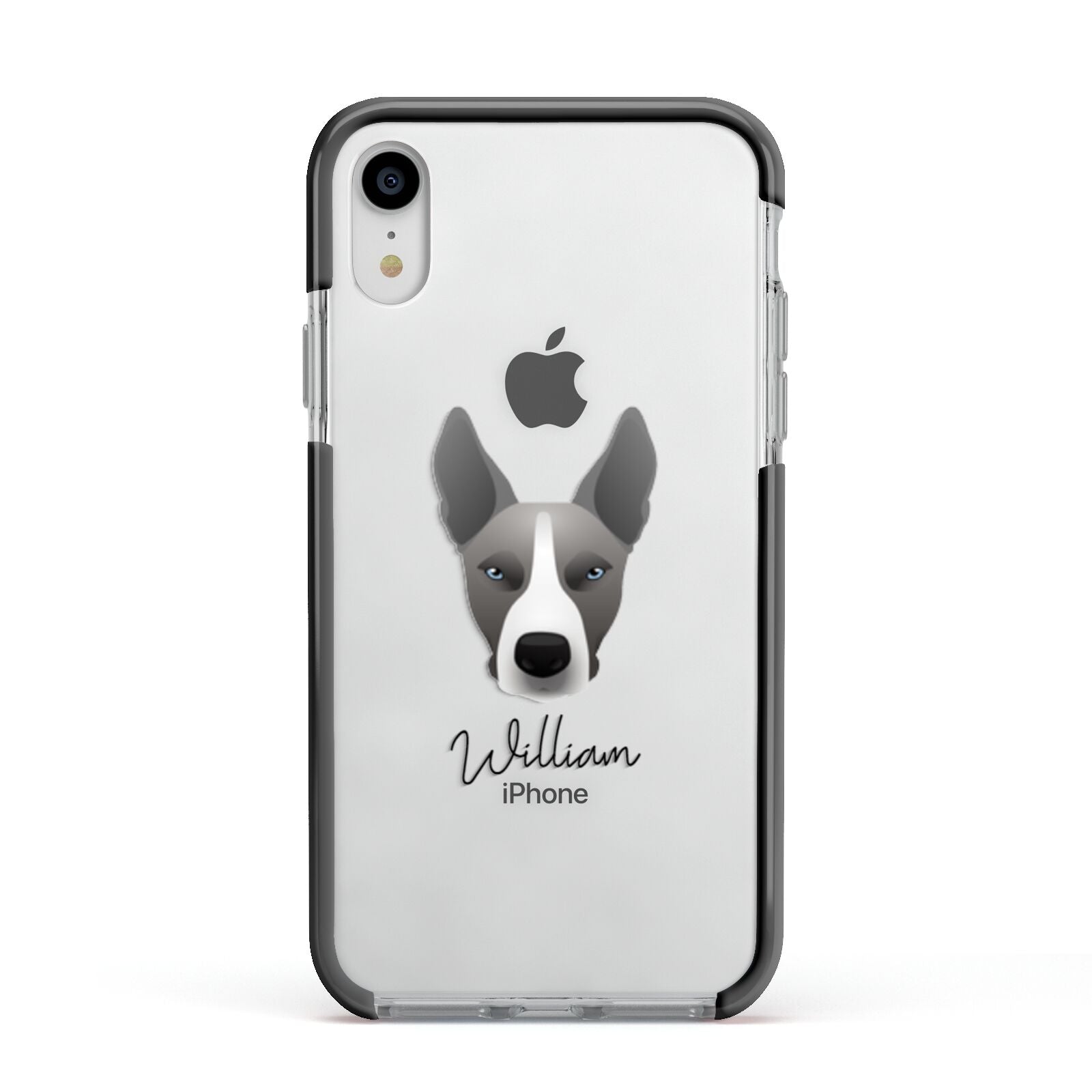Pitsky Personalised Apple iPhone XR Impact Case Black Edge on Silver Phone