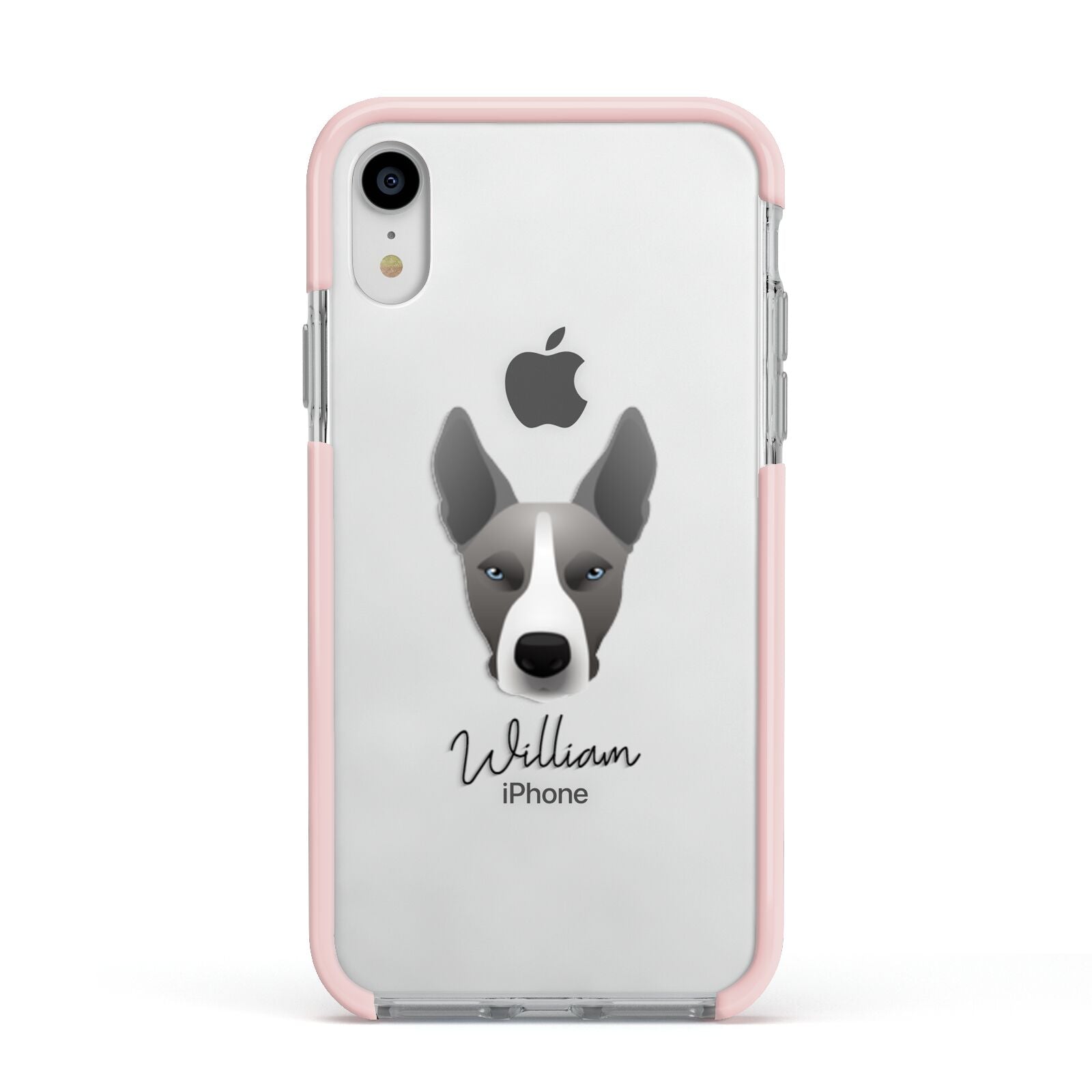 Pitsky Personalised Apple iPhone XR Impact Case Pink Edge on Silver Phone