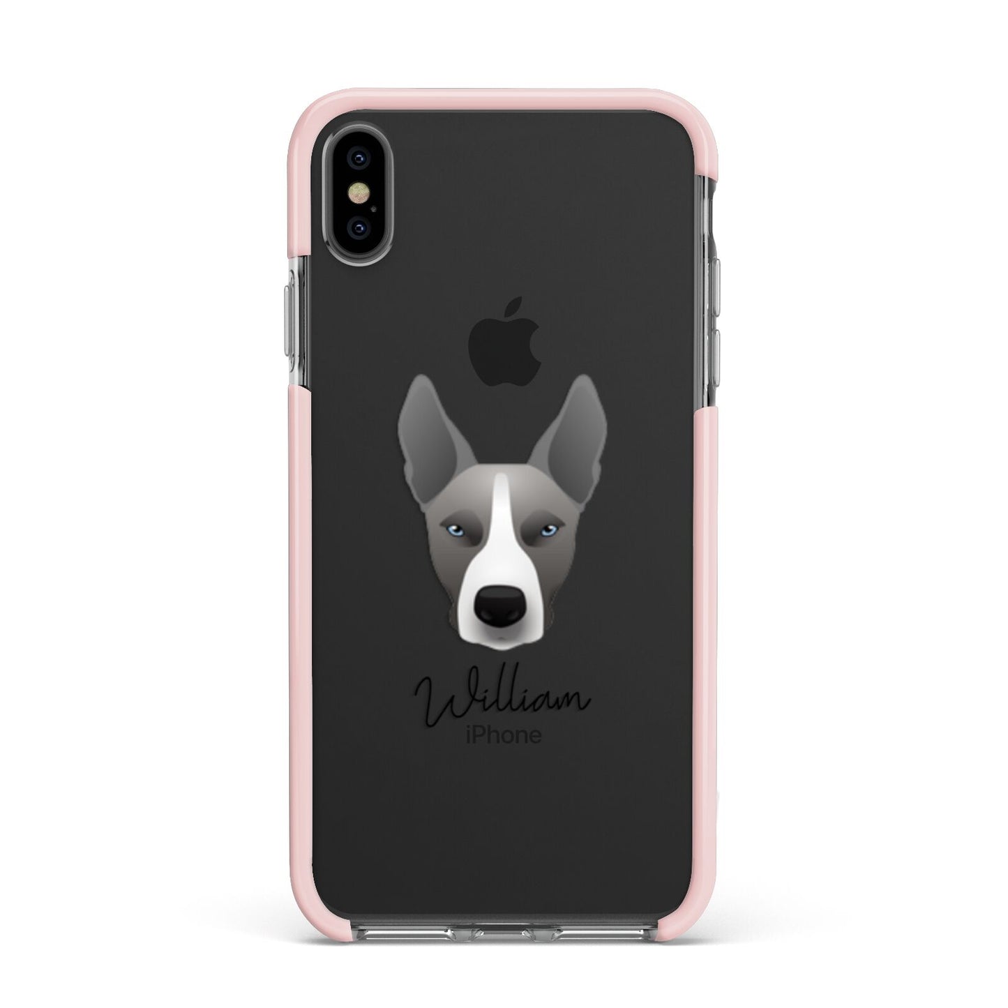 Pitsky Personalised Apple iPhone Xs Max Impact Case Pink Edge on Black Phone