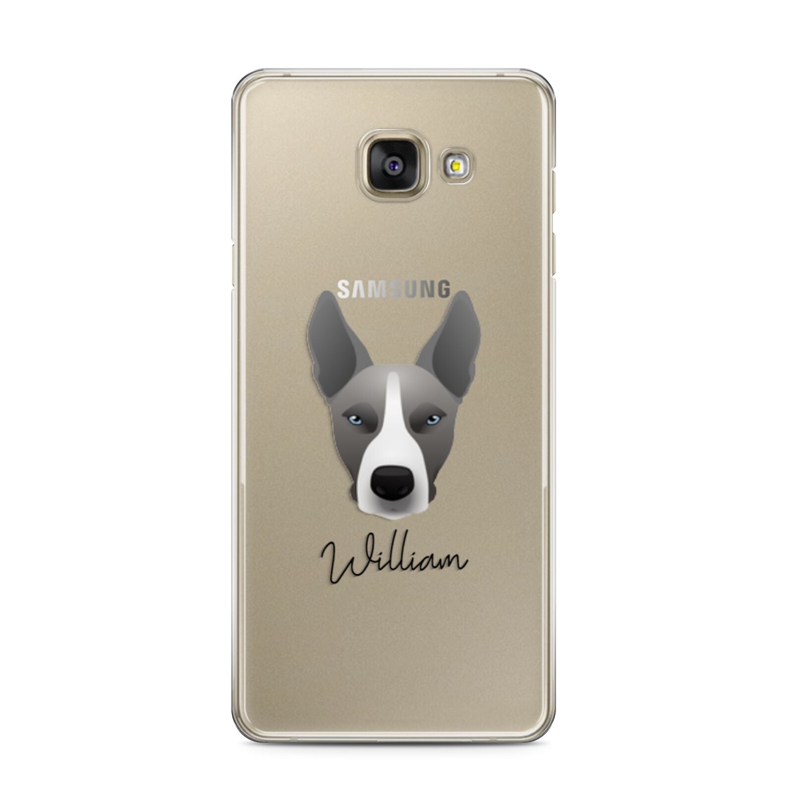 Pitsky Personalised Samsung Galaxy A3 2016 Case on gold phone
