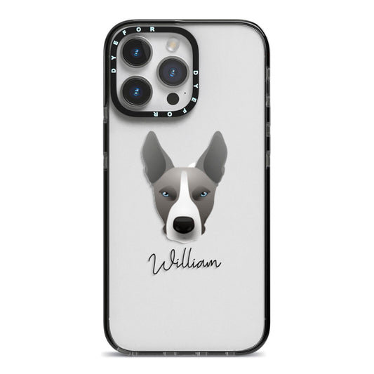 Pitsky Personalised iPhone 14 Pro Max Black Impact Case on Silver phone