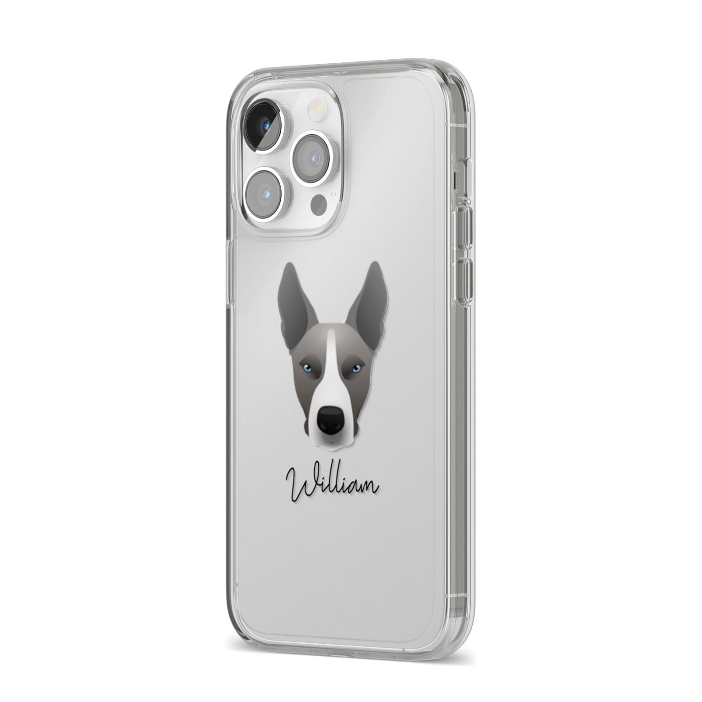Pitsky Personalised iPhone 14 Pro Max Clear Tough Case Silver Angled Image