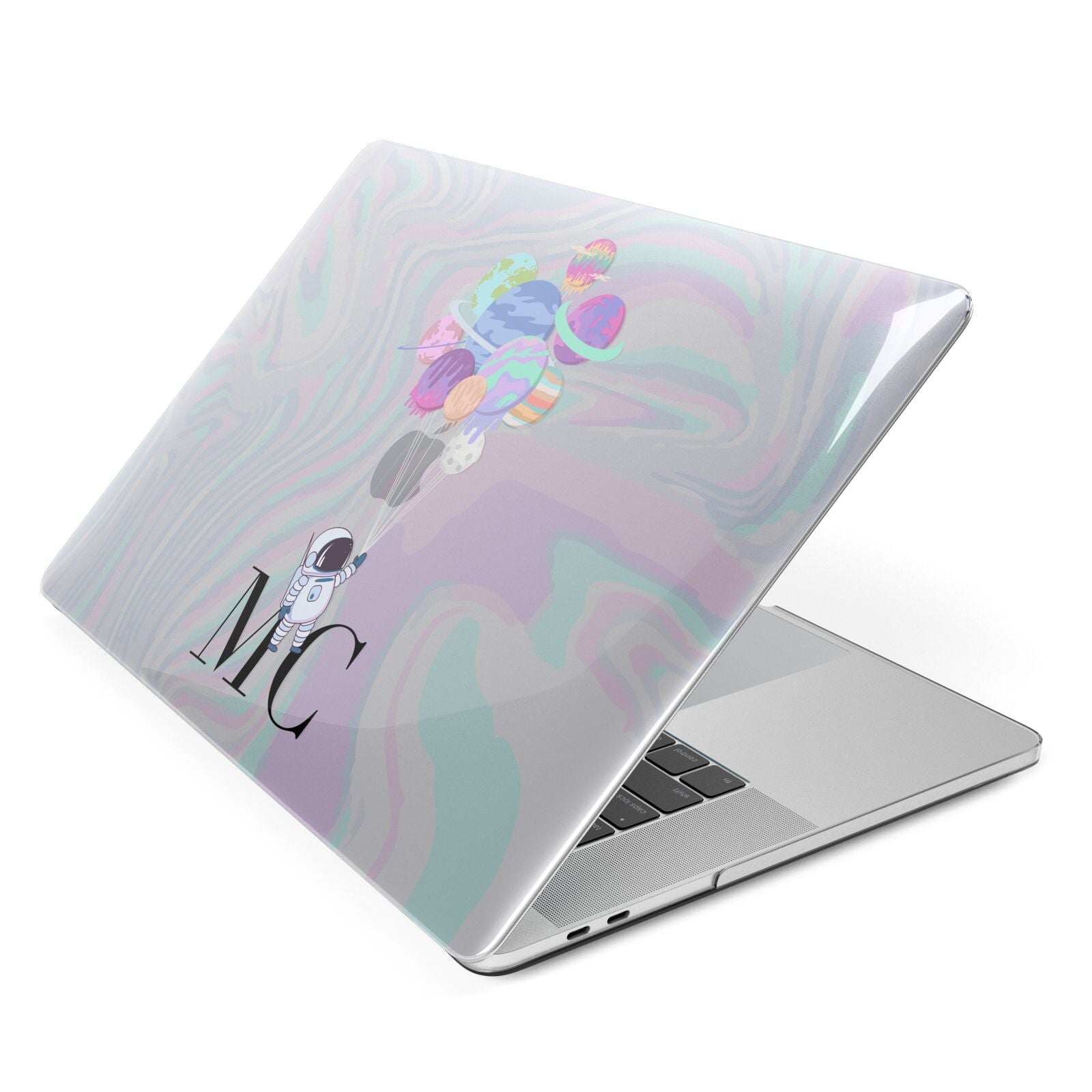 Planet Balloons with Initials Apple MacBook Case Side View