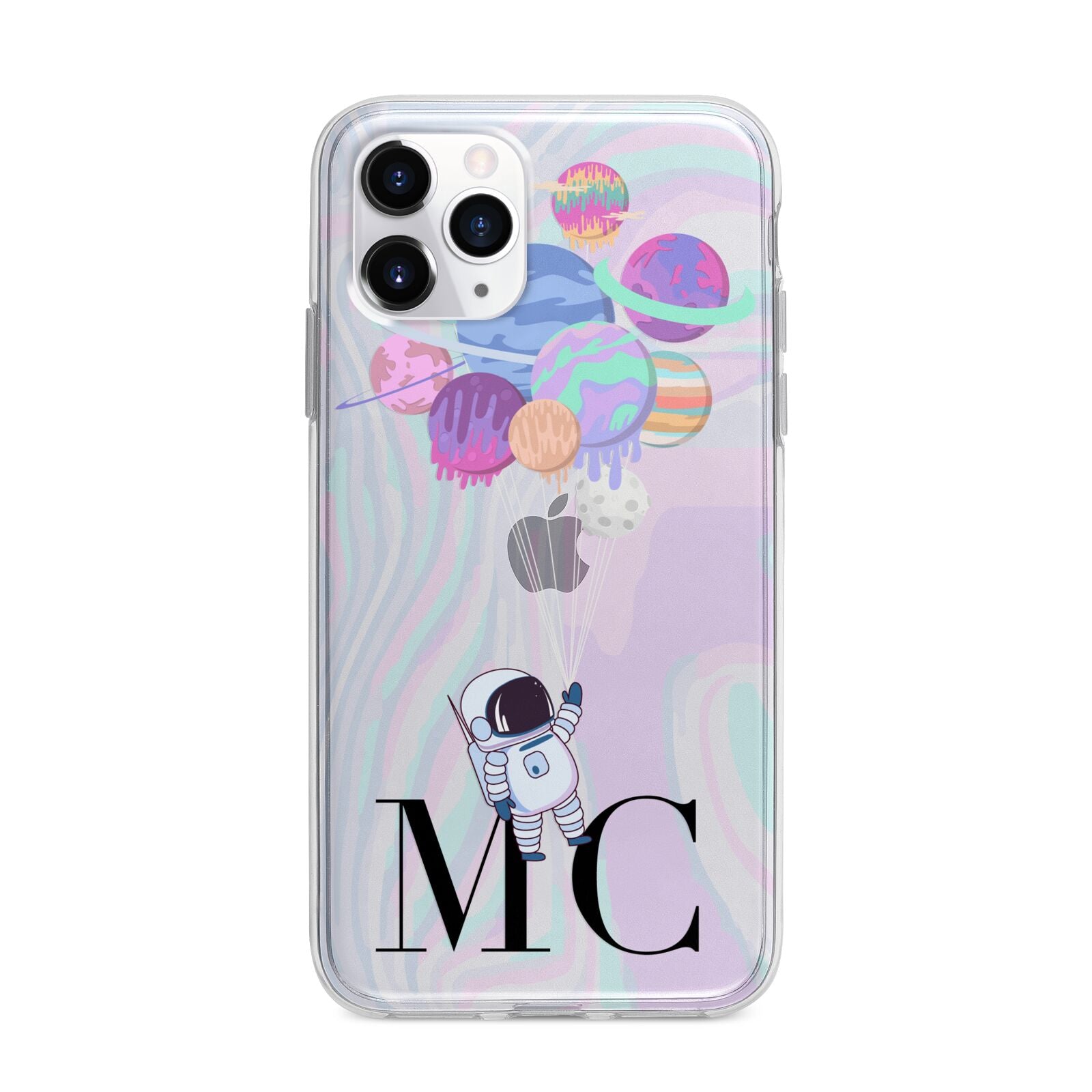 Planet Balloons with Initials Apple iPhone 11 Pro Max in Silver with Bumper Case