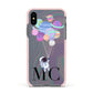 Planet Balloons with Initials Apple iPhone Xs Impact Case Pink Edge on Black Phone