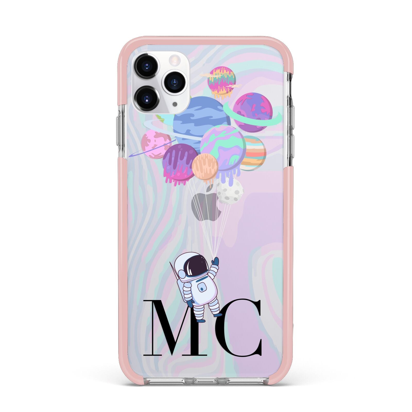 Planet Balloons with Initials iPhone 11 Pro Max Impact Pink Edge Case
