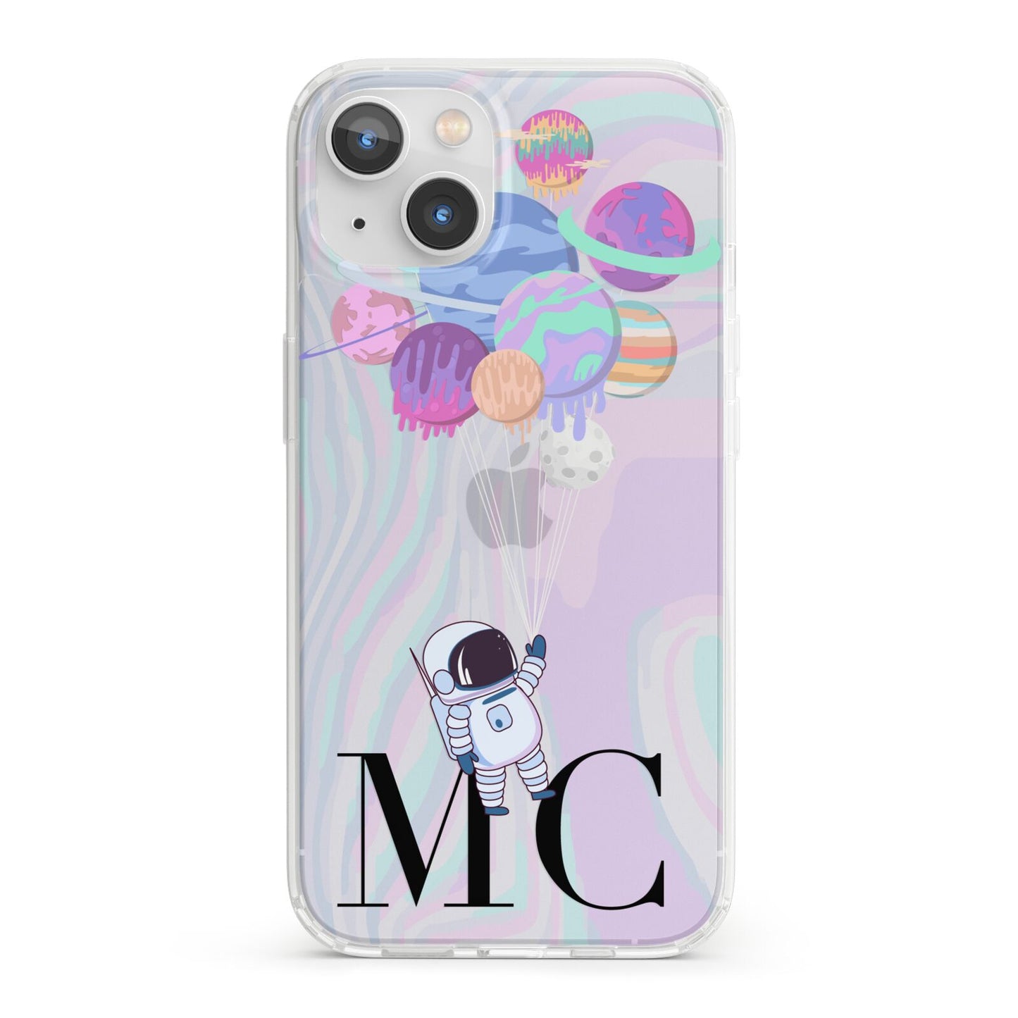 Planet Balloons with Initials iPhone 13 Clear Bumper Case