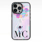 Planet Balloons with Initials iPhone 13 Pro Black Impact Case on Silver phone
