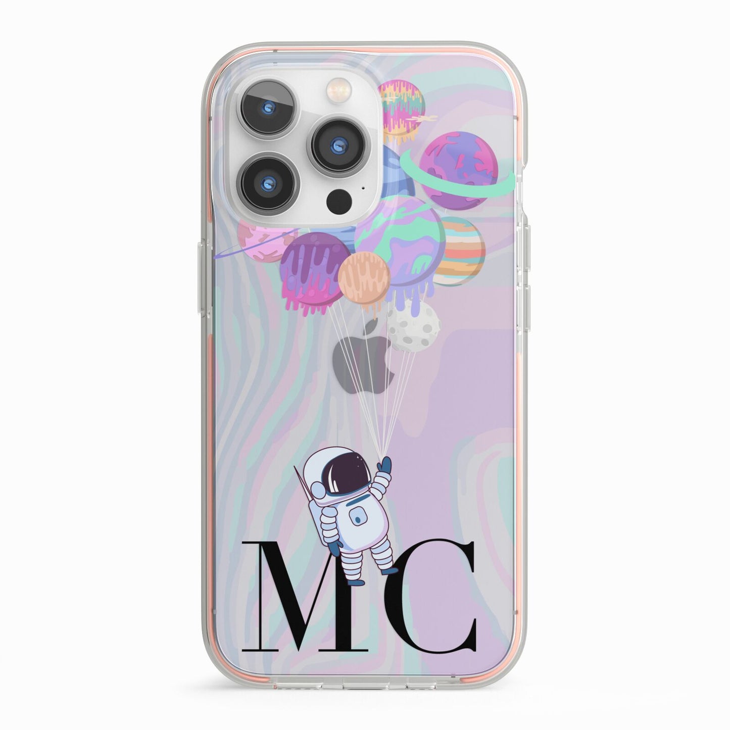 Planet Balloons with Initials iPhone 13 Pro TPU Impact Case with Pink Edges