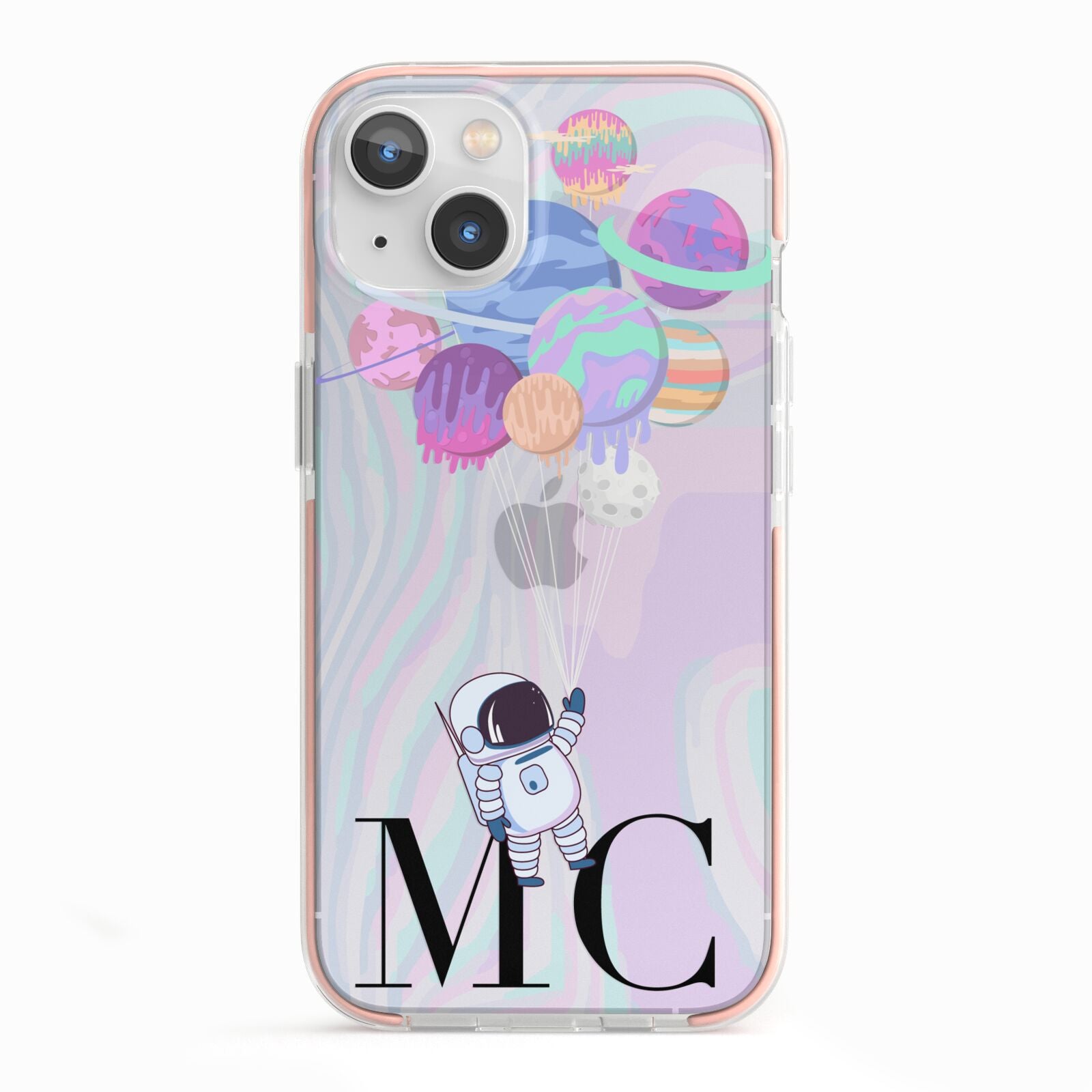 Planet Balloons with Initials iPhone 13 TPU Impact Case with Pink Edges