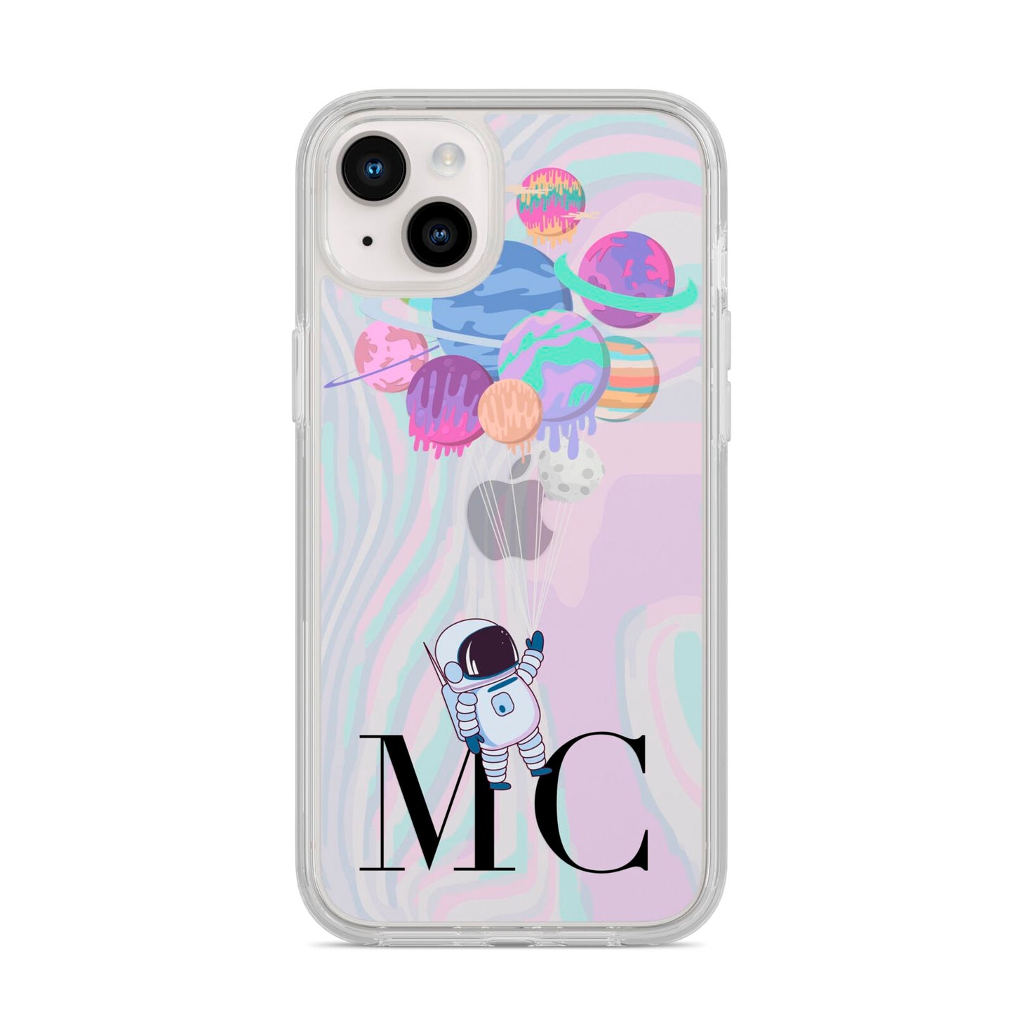 Planet Balloons with Initials iPhone 14 Plus Clear Tough Case Starlight