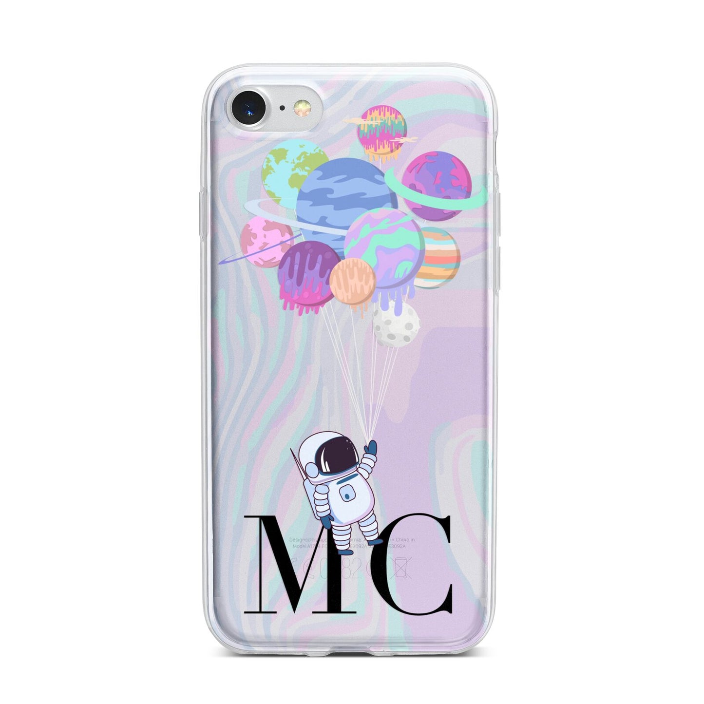 Planet Balloons with Initials iPhone 7 Bumper Case on Silver iPhone