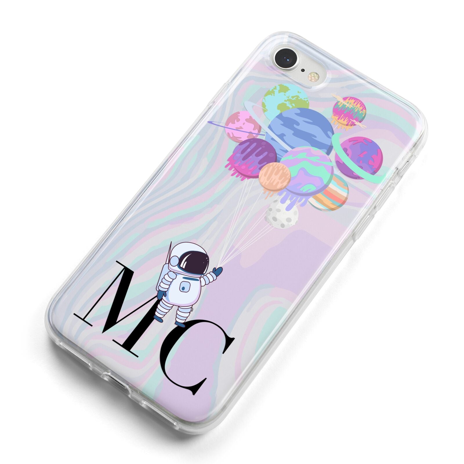 Planet Balloons with Initials iPhone 8 Bumper Case on Silver iPhone Alternative Image