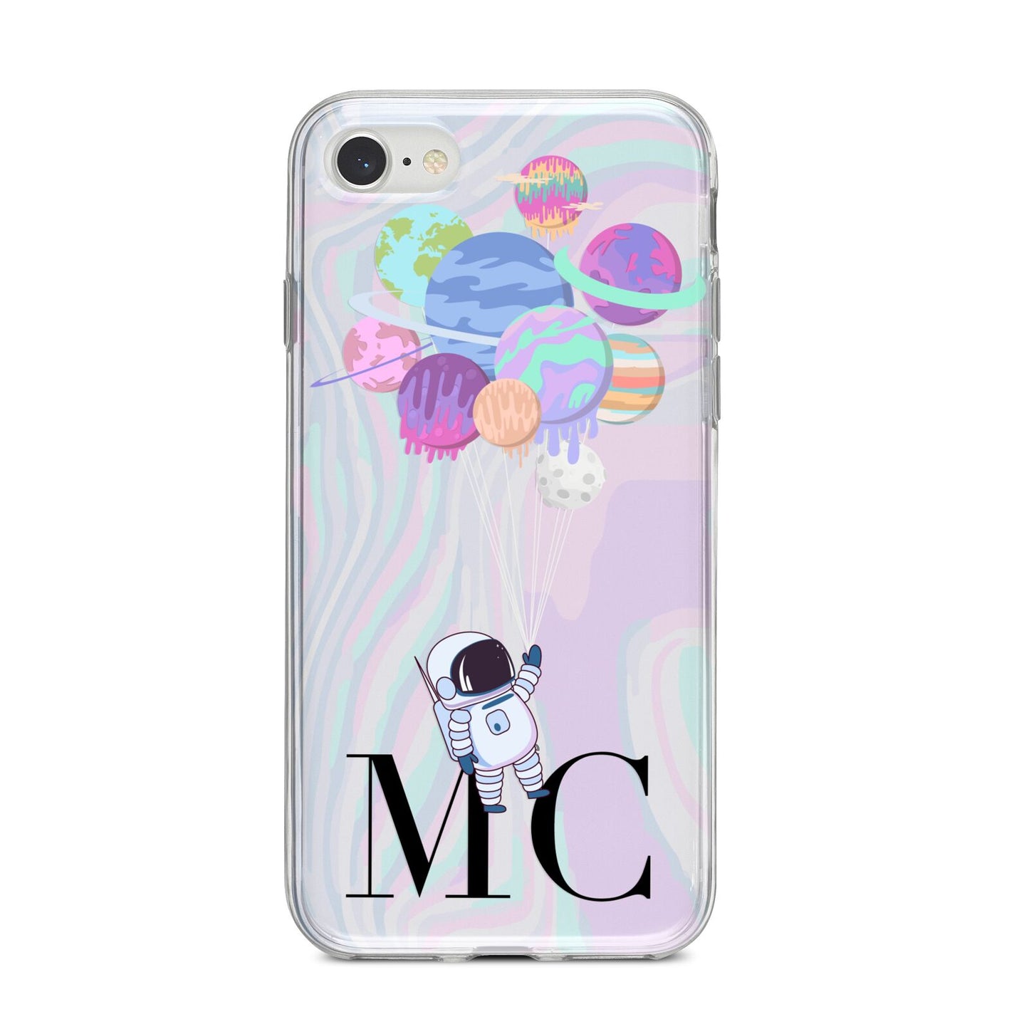 Planet Balloons with Initials iPhone 8 Bumper Case on Silver iPhone