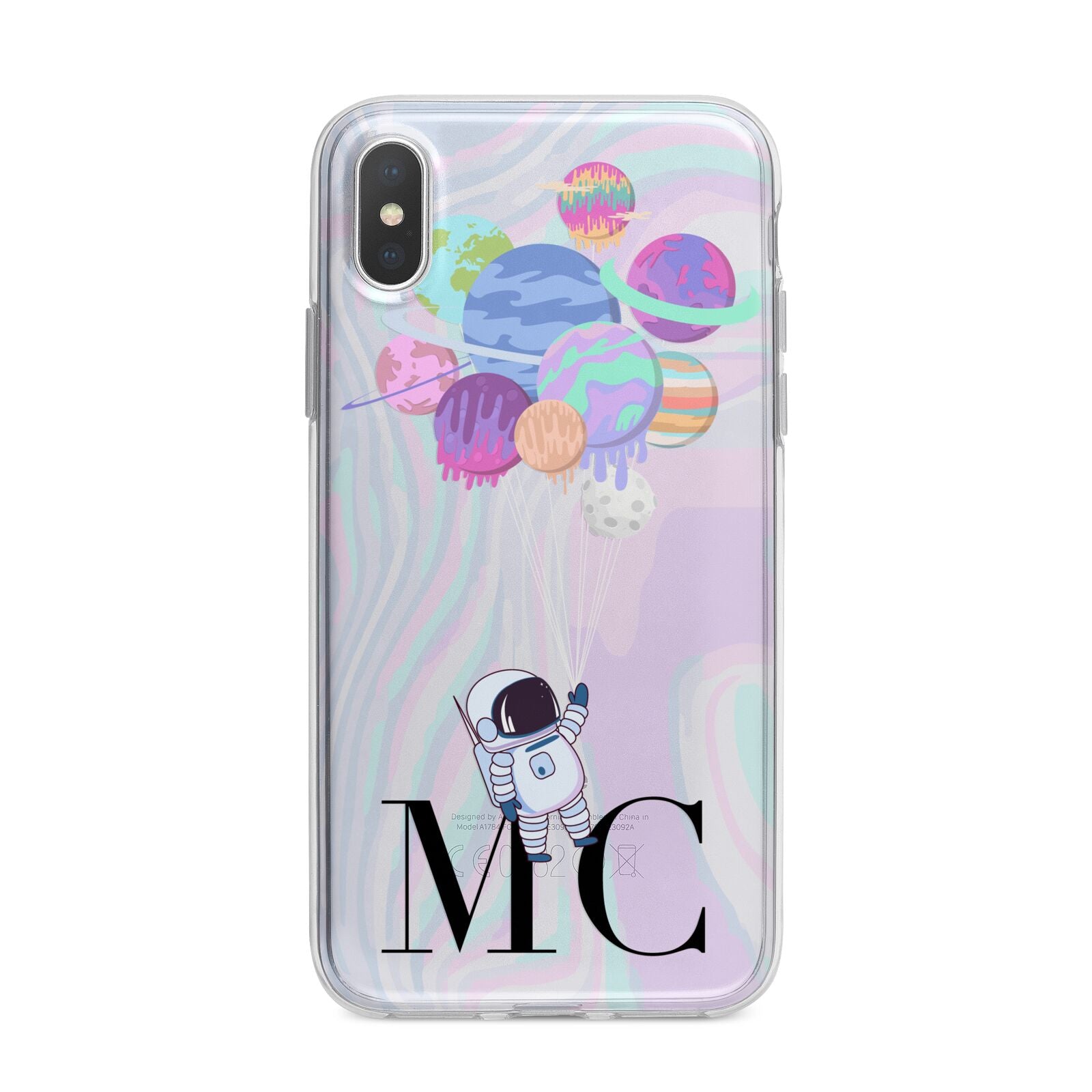 Planet Balloons with Initials iPhone X Bumper Case on Silver iPhone Alternative Image 1