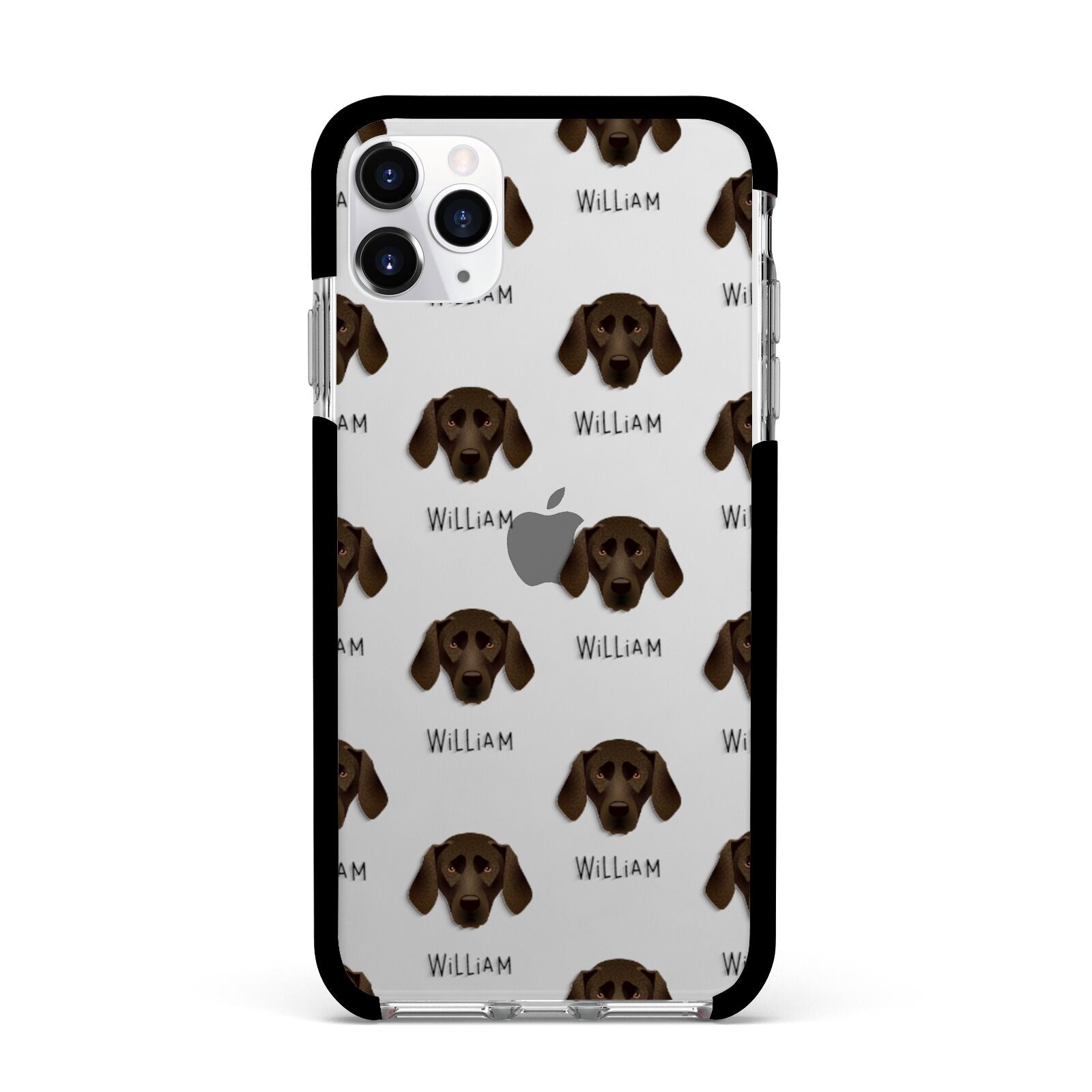 Plott Hound Icon with Name Apple iPhone 11 Pro Max in Silver with Black Impact Case