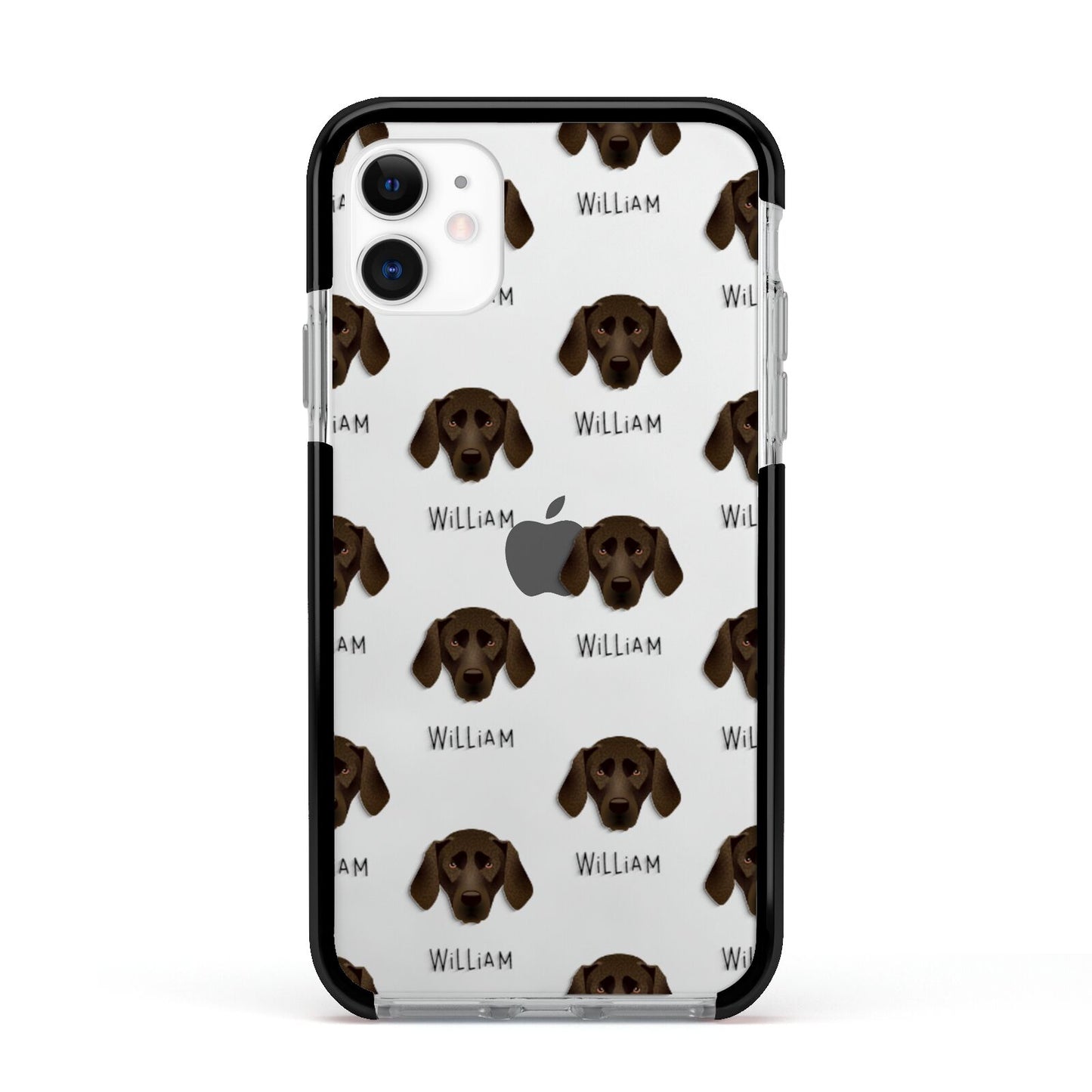 Plott Hound Icon with Name Apple iPhone 11 in White with Black Impact Case