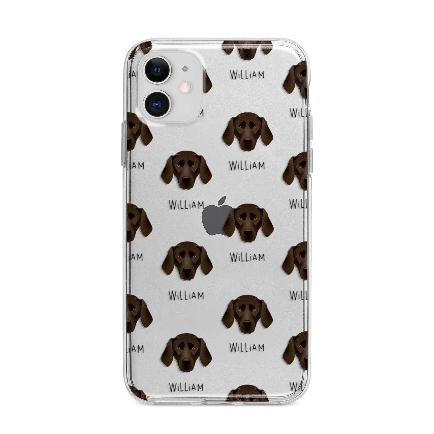 Plott Hound Icon with Name Apple iPhone 11 in White with Bumper Case