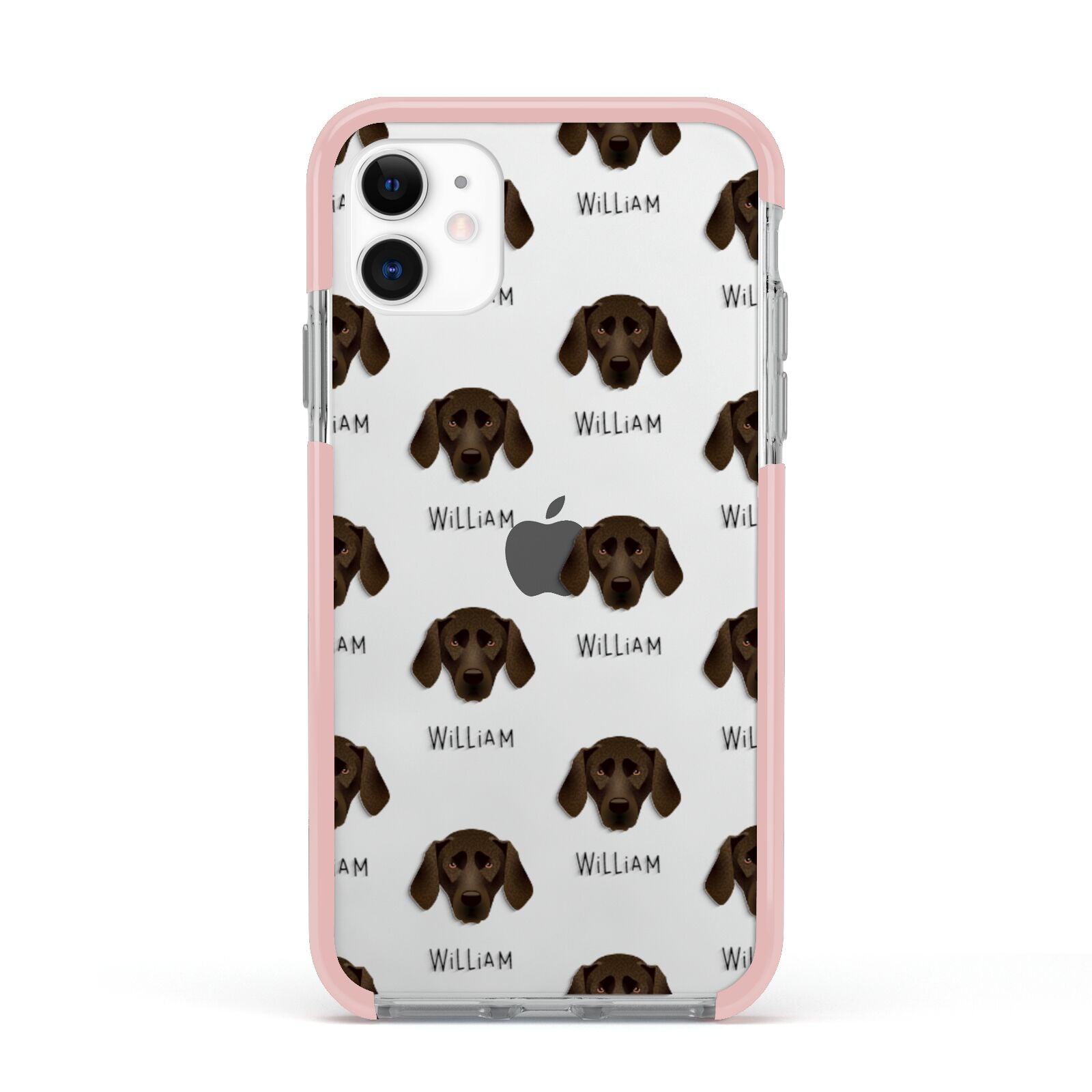 Plott Hound Icon with Name Apple iPhone 11 in White with Pink Impact Case