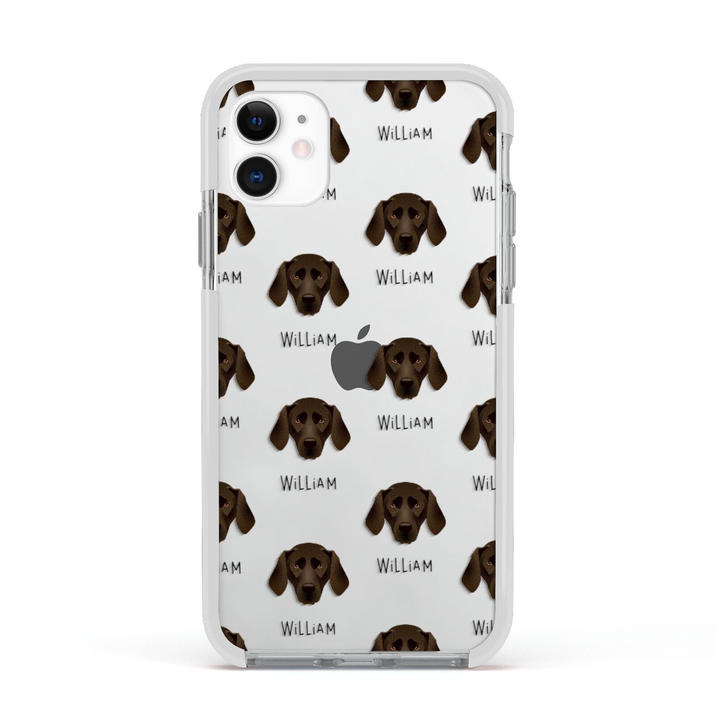Plott Hound Icon with Name Apple iPhone 11 in White with White Impact Case