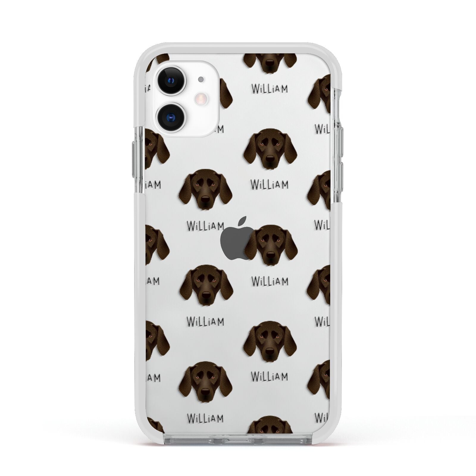 Plott Hound Icon with Name Apple iPhone 11 in White with White Impact Case