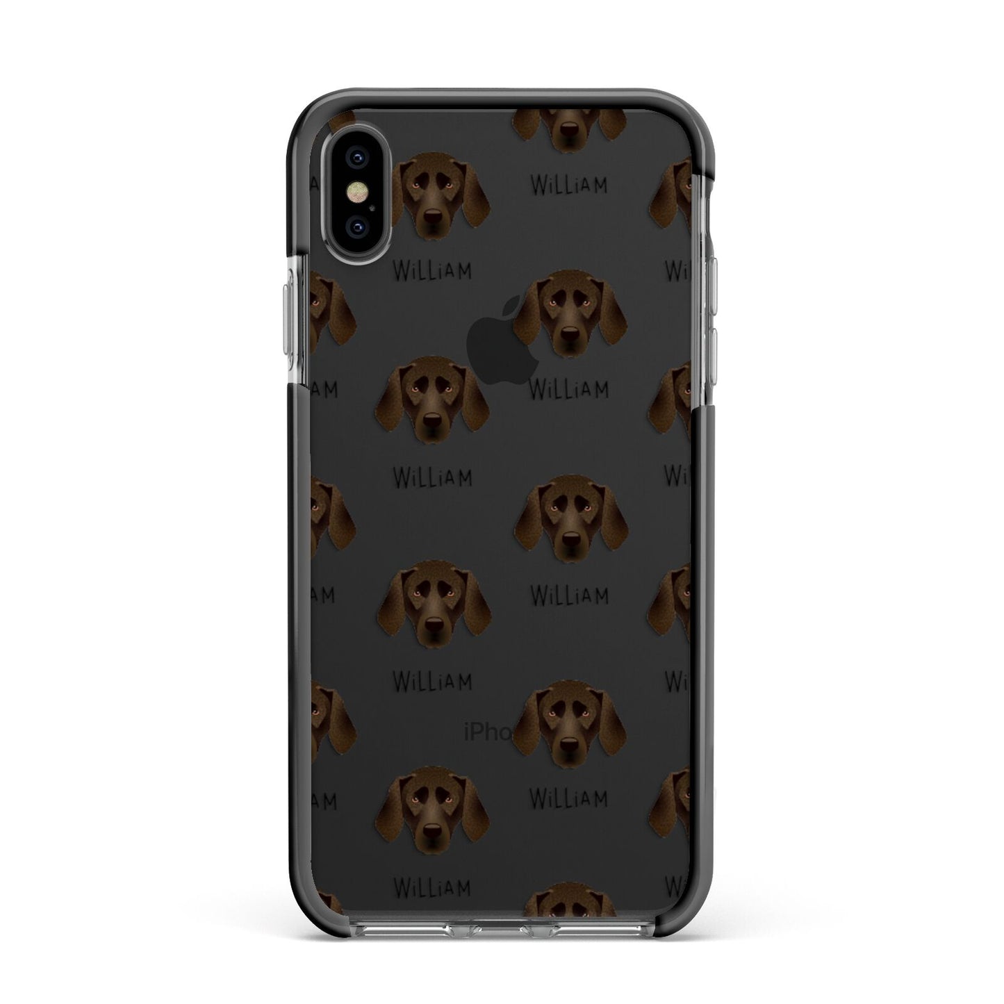 Plott Hound Icon with Name Apple iPhone Xs Max Impact Case Black Edge on Black Phone