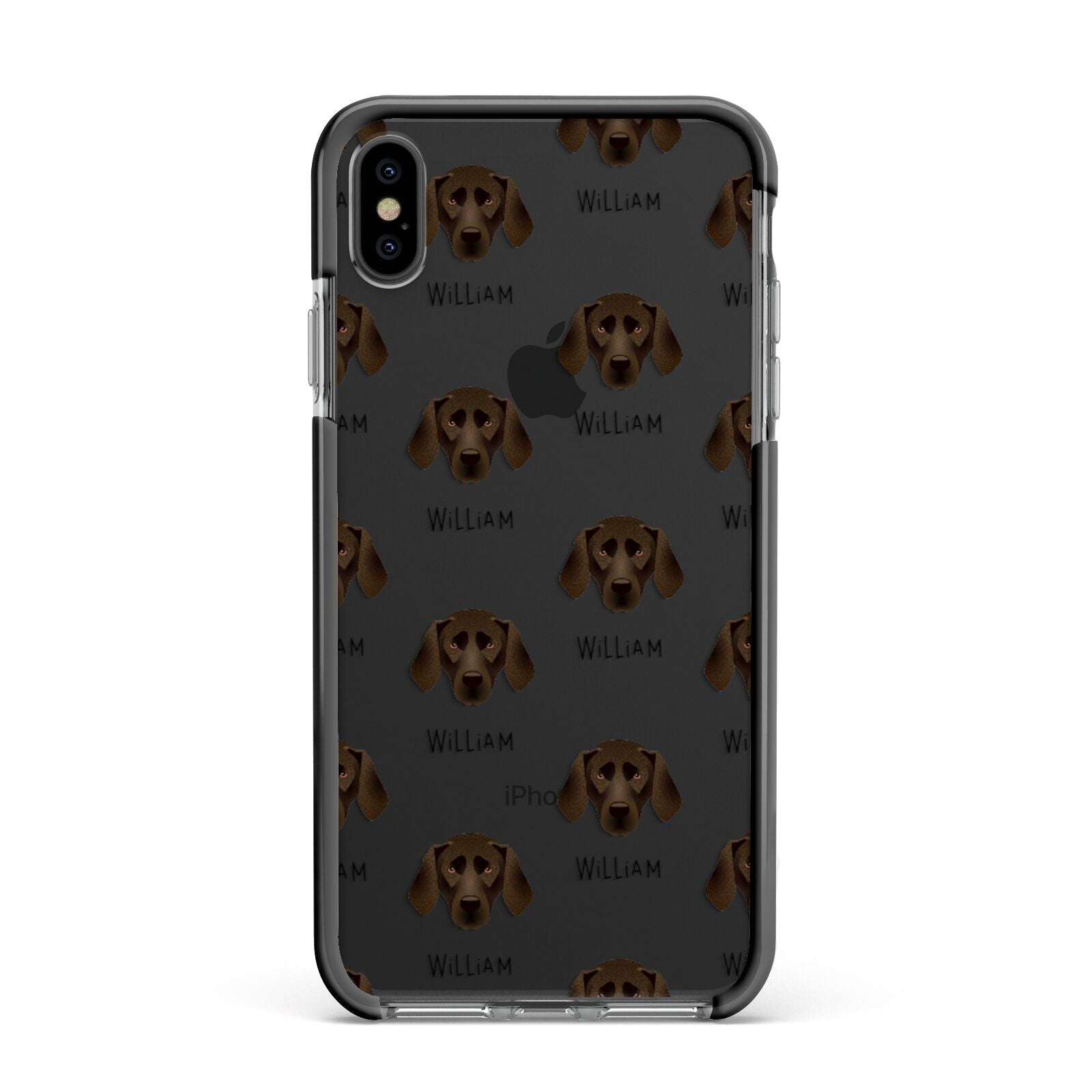Plott Hound Icon with Name Apple iPhone Xs Max Impact Case Black Edge on Black Phone