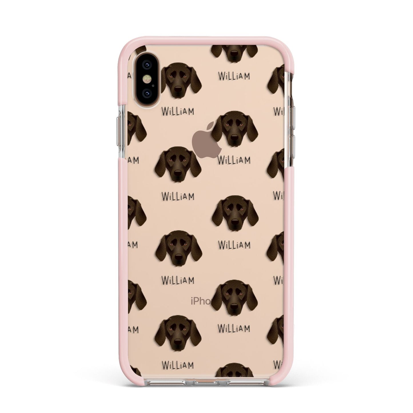 Plott Hound Icon with Name Apple iPhone Xs Max Impact Case Pink Edge on Gold Phone