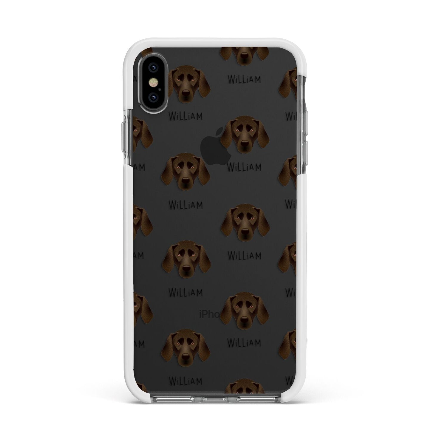 Plott Hound Icon with Name Apple iPhone Xs Max Impact Case White Edge on Black Phone